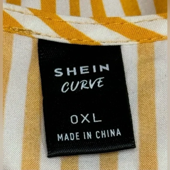 SHEIN Curve Angled Bell Sleeve Tie Front Striped Bolero Shrug Size XL - Picture 6 of 9